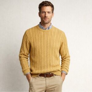 Doogan Donegal Cable Knit Sweater Mens Cotton Made in England Fisherman Crewneck